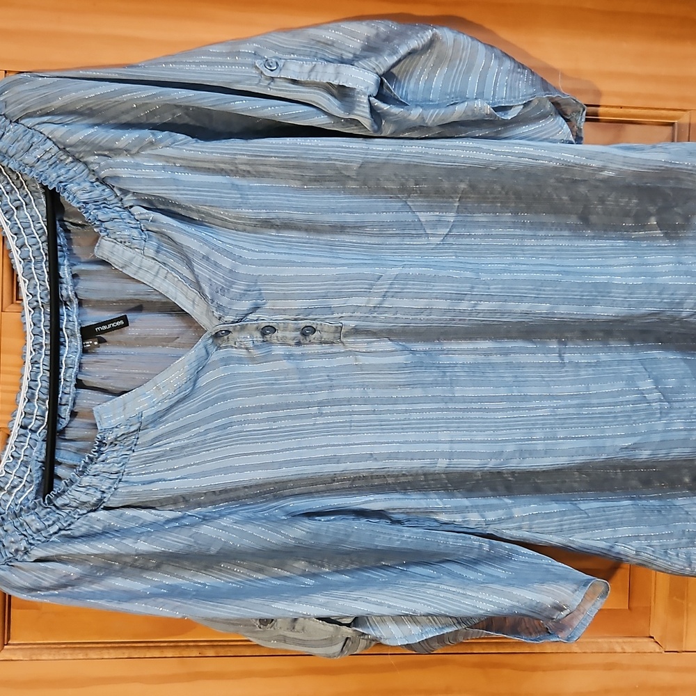 Maurice's sheer blue blouse. Size small.